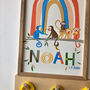 Rainbow With Monkeys Personalised Name Print, thumbnail 1 of 12