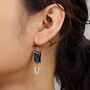 Art Deco Crystal Navy Blue Sapphire Baguette Earrings, thumbnail 2 of 7