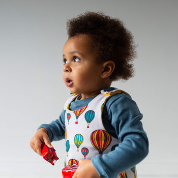 Hot Air Balloons Organic Romper On Stone, 4 of 4