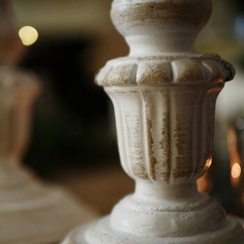 Pair Of White Wooden Pillar Candle Holders, 10 of 10