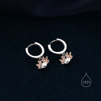 Axolotl Cute Sea Creature Hoop Earrings Sterling Silver, 5 of 11