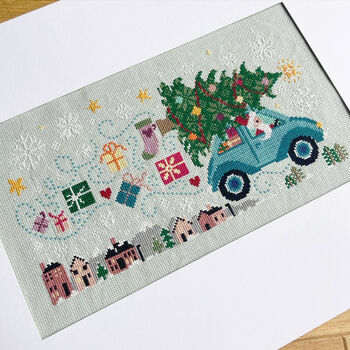 Driving Home For Christmas Modern Cross Stitch Kit, 2 of 7