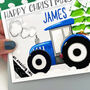 Personalised Blue Tractor Christmas Card, thumbnail 2 of 9