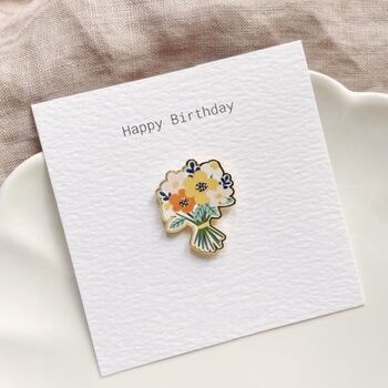 Flower Enamel Pin Happy Birthday Gift | Floral Keepsake Letterbox Gift For Her, 3 of 11