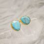 Blue Turquoise Gold Stud Earrings, thumbnail 6 of 9