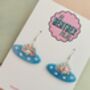 U.F.O Glitter Blue Earrings / Alien Spaceship Jewellery Science Fiction Lover Gift / Retro Space Aesthetic 1950s Sci Fi Accessory / Out Of This World Jewellery, thumbnail 5 of 5