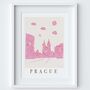 Prague Czech Republic Pink Skyline Scene Art Print, thumbnail 2 of 2