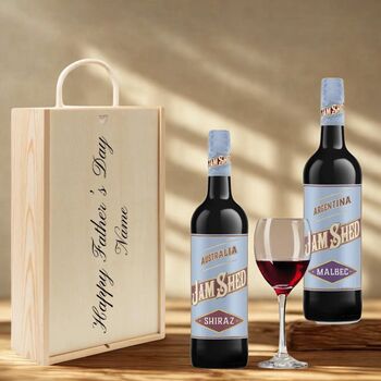 Personalised Jam Shed Red Wine Gift Set For Occasions Two Bottles, 2 of 8
