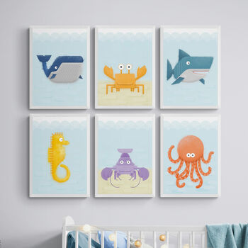 Sealife Nursery Art Print Set A4, 3 of 12