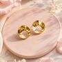 Round Gold Swirl Sterling Silver Stud Earrings, thumbnail 2 of 8