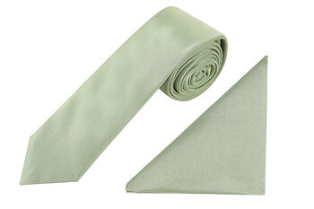 Mens Luxury Plain Pastel Green Tie Gift Box Set, 4 of 4