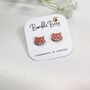Wooden Red Panda Stud Earrings, thumbnail 4 of 4