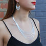 30 Strand Liquid Silver Statement Layered Necklace, thumbnail 2 of 4