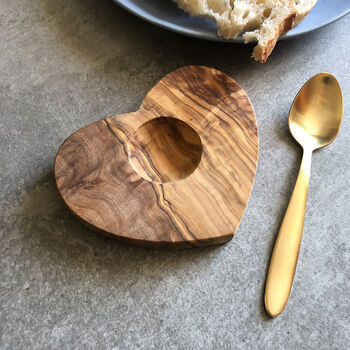 Olive Wood Heart Shape Egg Holder, 3 of 4