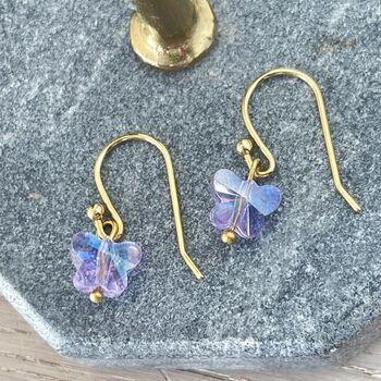 Iridescent Crystal Butterfly Earrings, 2 of 3