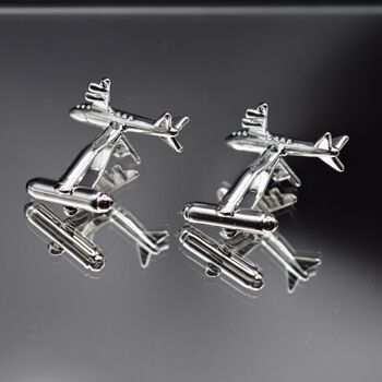 Plane Silver Cufflinks Gift Pilor Airplane, 2 of 4