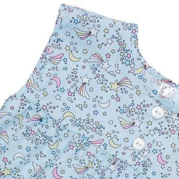 Girls Blue Cosmic Spring Summer Cotton Pyjama Set, 4 of 7