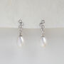 Sterling Silver Crystal Pearl Drop Earrings, thumbnail 5 of 10