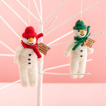 Personalised Felt Snowman Christmas Tree Decoration, 5 of 7