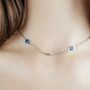 Blue Evil Eye Sideways Cross Necklace Protection Choker, thumbnail 5 of 7