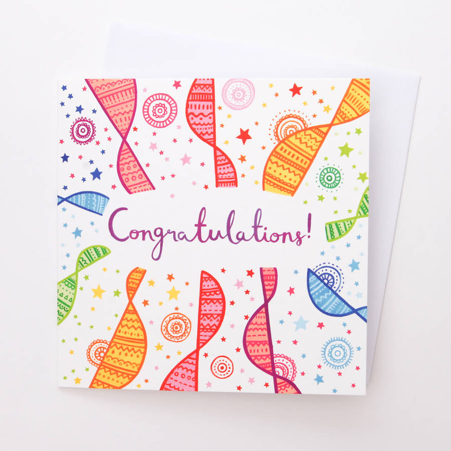 A Bright Patterned Congratulations Card, 1 of 3