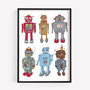 Vintage Toy Robot A4 Giclee Print, thumbnail 1 of 5