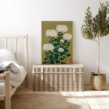 Japanese Chrysanthemum Green Flower Art Print, 4 of 4