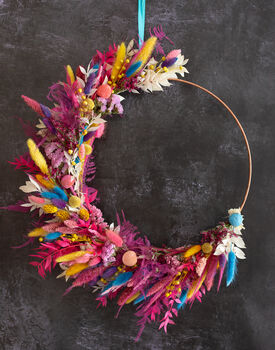 Dried Flower Hoop In Bright And Happy Shades, 2 of 5