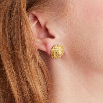 Textured Gold Plated Silver Large Stud Earrings, 3 of 8