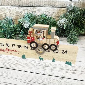 Wooden Christmas Train Advent Calendar Countdown, 3 of 5