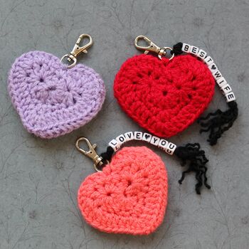 Personalised Crochet Heart Keyring Gift, 2 of 9