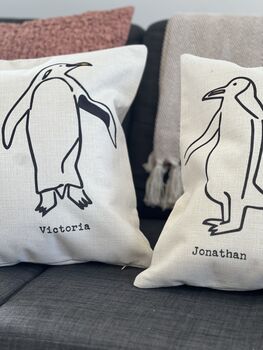 Penguins In Love Set Of Two Cushions, 3 of 3