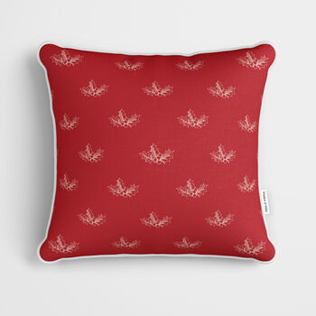 Personalised Red Holly Christmas Cushion, 3 of 7