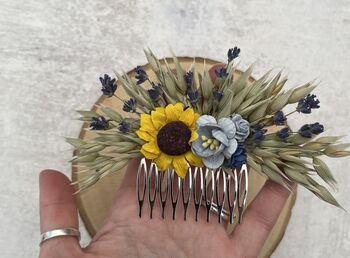 Sunflower And Lavender Flower Hair Comb, 3 of 6