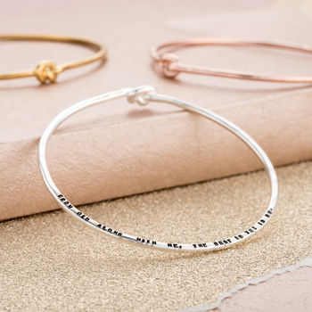 Personalised Tie The Knot Slim Bangle, 7 of 12