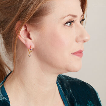 Purple Amethyst Gold Vermeil Hoop Studs, 5 of 8