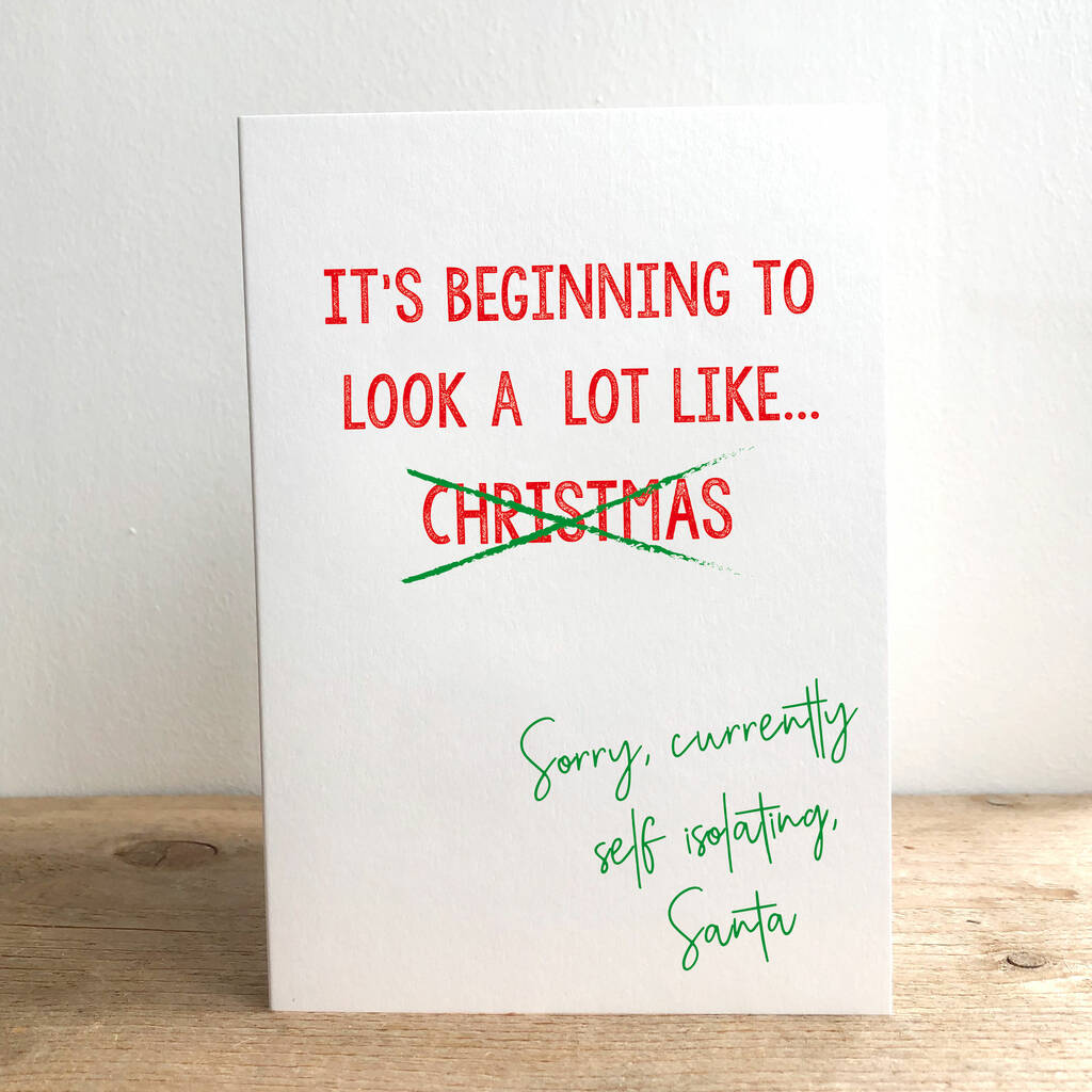 Lockdown Self Isolating Santa Humour Christmas Card By