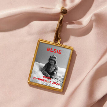 Personalised Baby's First Christmas Photo Frame Decoration, 2 of 3