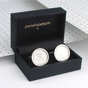 Personalised Sixpence Coin Birthday Cufflinks 1947 1967, 3 of 8