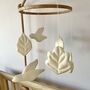 Linen Bird And Leaf Mobile Nursery Decor, thumbnail 9 of 9