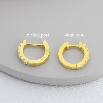 Sterling Silver Ruby Pink Ombre Cz Huggie Hoops, 5 of 11