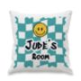 Personalised Teal Checked Cushion, thumbnail 3 of 4