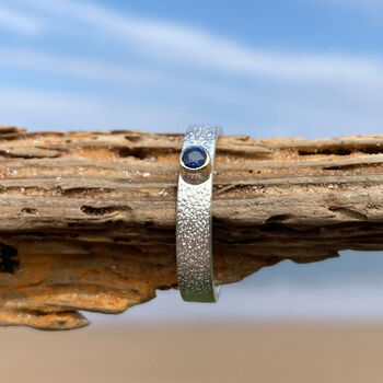 Sapphire September Birthstone Ring In Textured Sterling Silver And 9ct Gold, 2 of 11