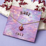 Gold Plated July Ruby Necklace Card, thumbnail 1 of 7