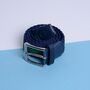 Navy And Green Stripe Men's Woven Stretch Belt, thumbnail 2 of 3