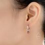 Sterling Silver Garnet Red Cz Droplet Hoop Earrings, thumbnail 5 of 12