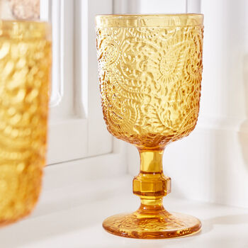 Set Of Four Paisley Embossed Wine Goblets, 6 of 7