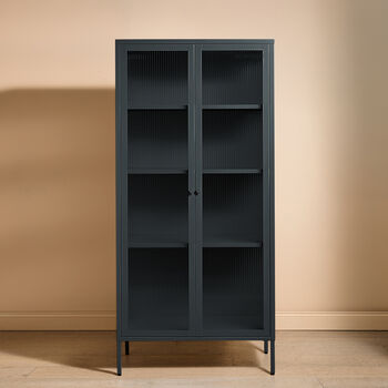 Tall Taylor Glass Cabinet In Olive, 2 of 6