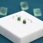 Genuine Jade Crystal Huggie Hoop Earrings, thumbnail 2 of 11