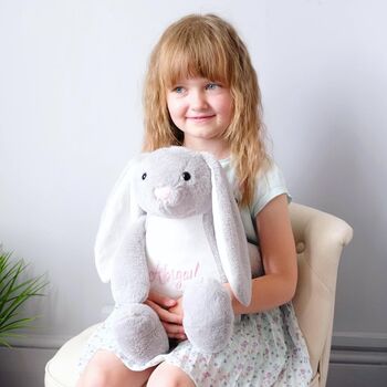 Personalised Grey Bunny Soft Toy, 2 of 5